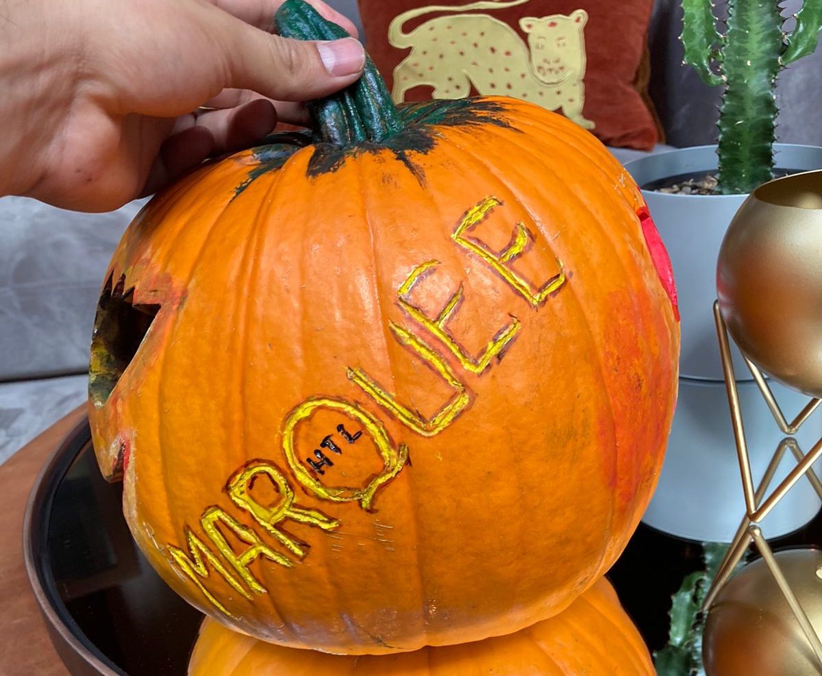 Pumpkin carved at the Marquee Hotel in Medellin
