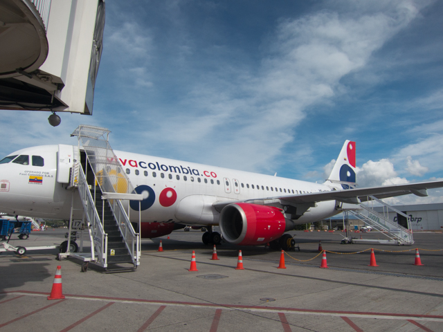 Airplanes at the Medellin airport terminal