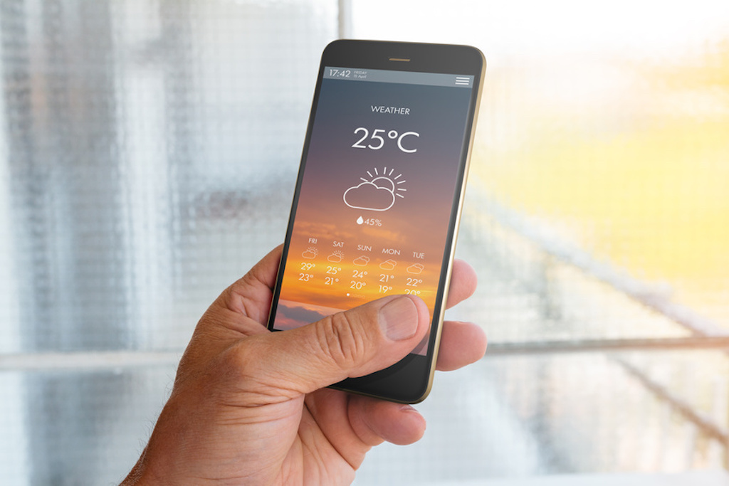Weather app showing 25 degrees celcius