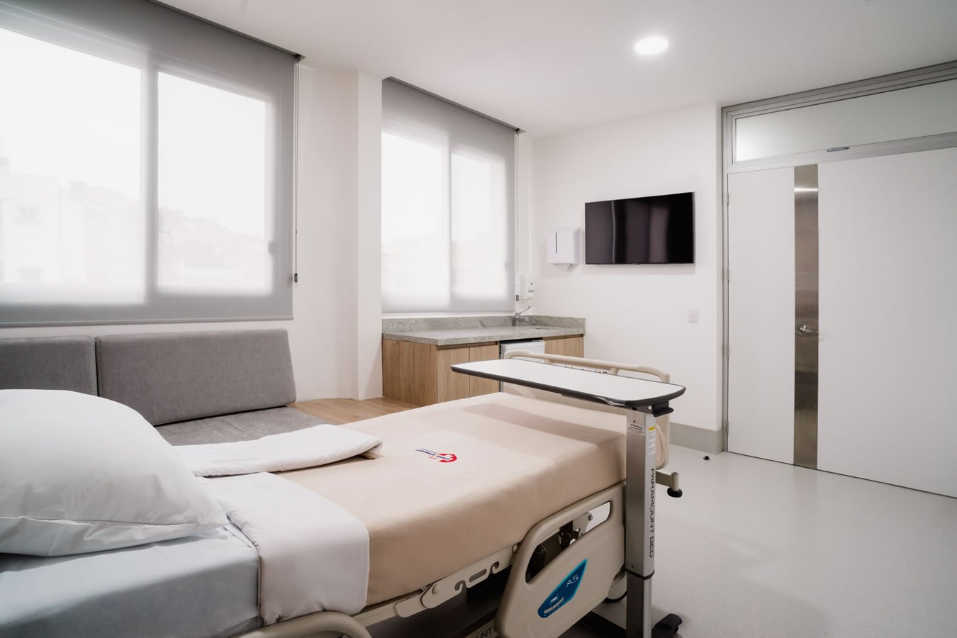 hospital room with a gurney
